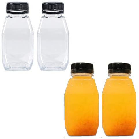 4 Mini Fridge Bottles - Portable 250ml Plastic Bottles with Secure Lids, Perfect for Milk, Juice, and Beverages on the Go