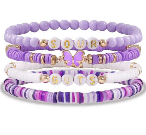 AITELEI Olivia Armband-Set für Frauen und Mädchen, von Guts/Sour, Album-Konzert-inspiriertes Armband-Set, Geschenke, weiches Keramikarmband, Schmuck, handgefertigt, Freundschaft, Stretch-Armbänder für