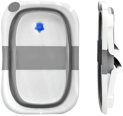 Baignoire Pliable Légere et Compacte pour le Bain du Nouveau Bébé, Antidérapante et Confort, Pliable Ultra Compacte pour Bébé de 0 à 36 Mois-63 * 43 * 20 cm-gris