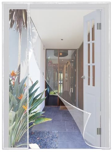 Zanzariera Magnetica Porta Finestra, 70x260cm Bianco Zanzariere Magnetiche per Porte Finestre Maglia Ultra Fine Tenda Zanzariera con Calamita per Balcone, Chiudersi da Solo Facile da Installare