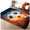 HMGAQNP Fußballplatz Spielteppich, Eisfeuer Fußball Bedruckt Großflächige Teppiche Sport rutschfest Spielteppich 3D Fußball Mit Flammen Bedruckten Teppichen Für Schlafzimmer(F,80x120cm/31x47in)