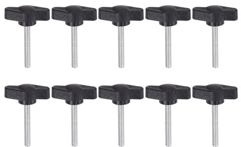 QUARKZMAN 10Pcs Vis de Serrage Étoile à Oreilles M4 x 30 mm Filetage Mâle Standard Boutons en Plastique T/Z Poignées Réglables de Serrage à Main, Noir