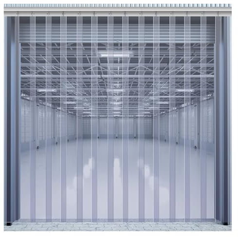 Qulamrdk Cortina de Puerta de Tiras de plástico Lisas de PVC, Transparente Impermeable para congeladores comerciales almacenes Puertas de Garaje Salas Blancas Vinilo Resistente(0.9x2m)