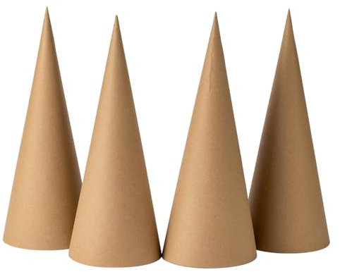 Crafjie Pappmaché-Kegel, offener Boden, 34,9 x 12,7 cm, Papierkegel für DIY-Kunstprojekte, Weihnachtswichtel, Weihnachtsbaum, Weihnachtsmütze, Halloween-Dekorationen, Handwerk und Urlaubsdekoration,