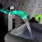 Modern LED Waterfall Glass Monobloc Bathroom Tall Basin Mixer Tap with AED Technology