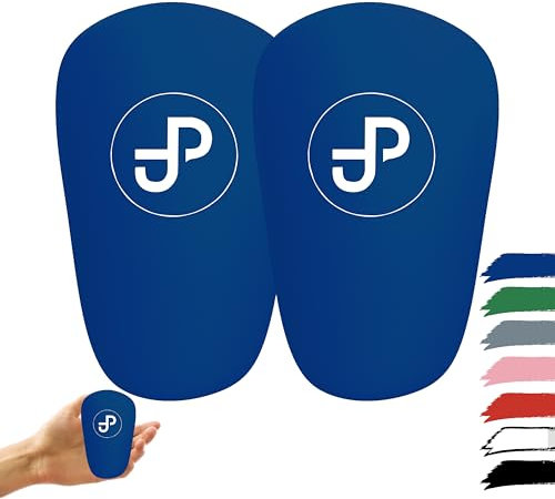 JDP Mini Schienbeinschoner Fußball - Extra Klein für Herren und Kinder, Anti-Rutsch, 12x8 cm, Blau