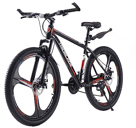 LSLIFE 27.5 Inch Mountain Bike, 21-Speed Mountain Bicycle Mens Boys Bike Disc Brakes 3 Spoke Wheels with Shock Absorber