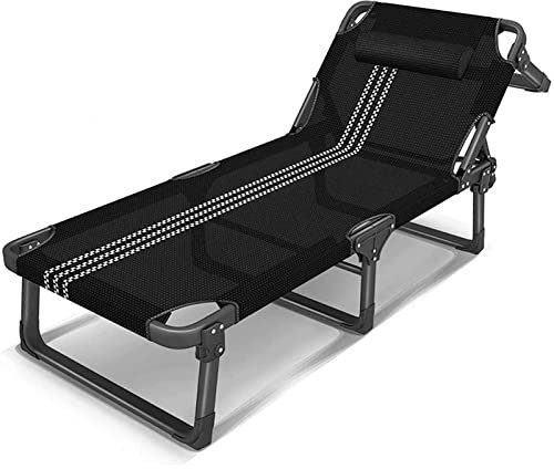 YQZQXWA Gravity Lounge Chair, Verstellbarer Liegestuhl Lounge Chair Atmungsaktives Klappbares Campingbett Outdoor Klappbarer Liegestuhl Für Camping Pool Strandstützen,Schwarz_189X28X68Cm (Schwarz