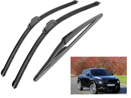 WBWBB Juego Escobilla Limpiaparabrisas para Nissan Juke F15 07.2010 2011 2012 2013 2014 2015 2019(LHD), Limpiaparabrisas Trasero De Goma Blanda Parabrisas Delantero 3 Piezas