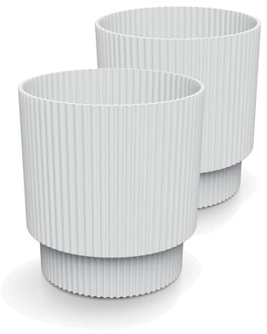 Tymar Macetero de 2 unidades, forma redonda (DBMIN blanco, diámetro de 17 cm)