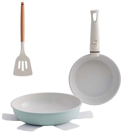 Set di pentole da cucina in ceramica da 5 pezzi, padella antiaderente verde