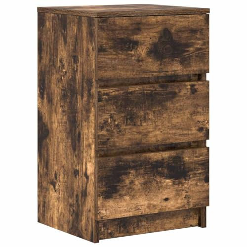 vidaXL Nachttisch mit 3 Schubladen Räuchereiche 39x35x65 cm, Nachtschrank, Nachtkommode, Betttisch, Nachtkonsole, Bettschrank