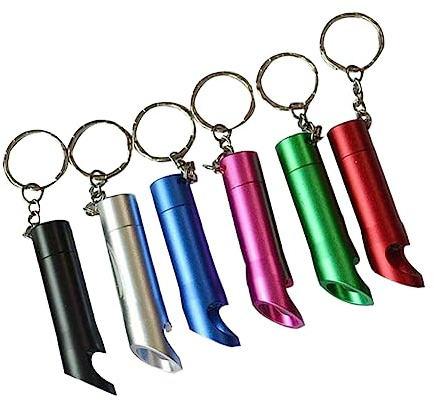 Cabilock LED Schlüsselanhänger mit Flaschenöffner, Taschenlampe Kleiner | Kreative Schlüsseldekoration, 6 Stück aus Aluminiumlegierung, Schlüsselring Inklusive, für Männer und Frauen Zufällige Farbe