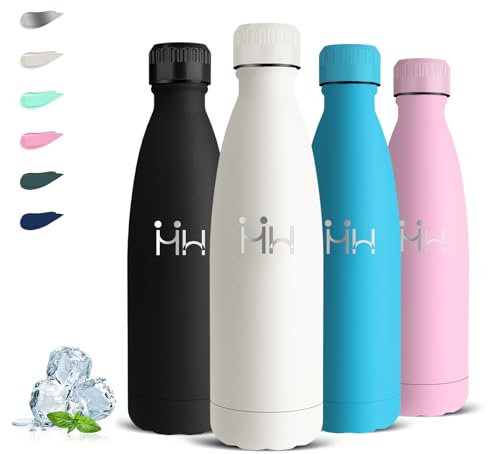 Botella Agua Acero Inoxidable, Botella Termica 500ml, A Prueba de Fugas, Cantimplora Acero Inoxidable, Mantiene 24H Frio/12H Calor, Garrafa Termica, para la Escuela, Oficina, Cámping, Cafetería