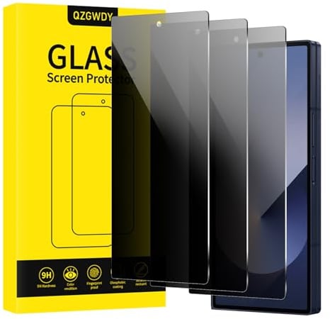 QZGWDY Verre Trempé Anti-Espion pour Samsung Galaxy Z Fold 6, Lot de 3 Film Protection Écran Vitre Protecteur Protege Sans Bulles, Dureté 9H, Facile à Installer