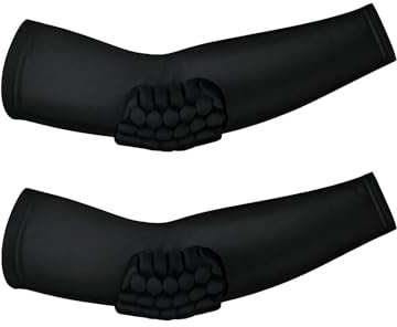 Manicotti Imbottiti, Gomitiere Protezione per Il Braccio Sportiva Morbida e Spessa Estate , Gomitiera Unisex per Giovani Adulti per Estate Pallacanestro Pallavolo Calcio (1 Coppia） (Nero-L)