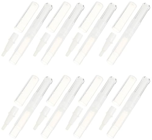 Transparente Leere Stifte 3ml mit Pinselspitze, Kunststoff, 10 Stück Pack | Weiß Leicht zu Bedienen , Auslaufsicheres Design Reisen und Geschäftsreisen für Männer und Frauen