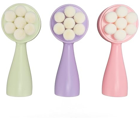 OKOVO 3 Stück Gesichtsreinigungsbürste, Tiefenreinigung, Peeling, Entfernung von Mitessern, Massage, doppelseitige Gesichtsbürste