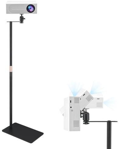 Soporte para Proyector, Sofá Contra la Pared, Soporte de Suelo Oculto para Proyector con Altura Ajustable de 30 a 130cm, Giratorio 360°, Capacidad de Carga de Hasta 5kg para Hogar Oficina Estudio