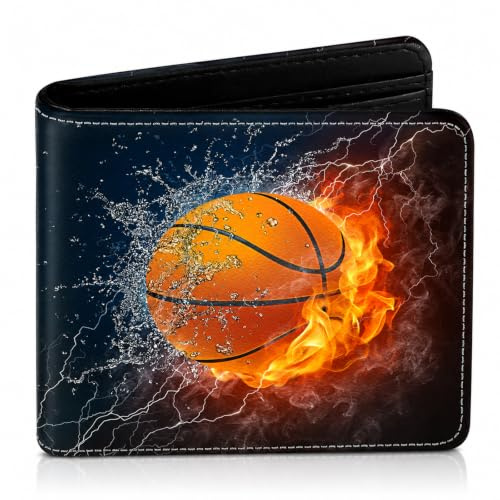 LUMIREX Portmonee Kinder RFID Schutz, Basketball Geschenk Geldbörse Jungen | Wasserdichtes Kinder Geldbeutel aus Leder, Herren Portemonnaie Jungen Teenager, Coole Geschenke für Geburtstag Alltag