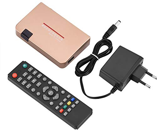 TIKATARER Convertitore RF a, Adattatore Ricevitore TV Analogico ABS con Telecomando, Memorizza 251, Display Nitido, Ricerca Automatica per Proiettore HDTV (Spina europea)