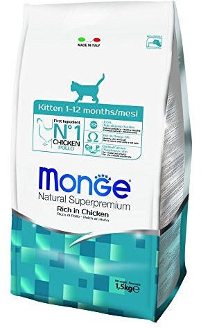 Monge Natural Superpremium KITTEN CHICKEN, Trockenfutter für Kitten (Kittenfutter aus Huhn, hochwertige Rezeptur, mit Omega-3-Fettsäuren, ohne Zusatz von Farb- und Konservierungsstoffen, 1,5 kg)