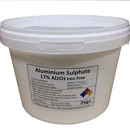 3 kg de sulfato de aluminio al2 (S04) 3 hierro libre – mordiente/purificador/PH reductor