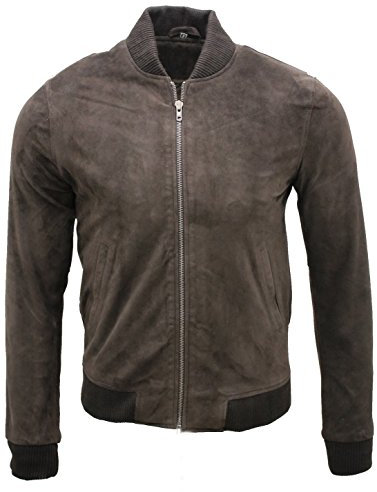 Infinity Mens Retro Brown Goat Suede Leather Bomber Varsity Jacket S