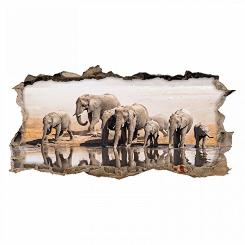 nikima - 098 Wandtattoo Elefanten Familie- Loch in der Wand - in 6 Größen - wunderschöne Kinderzimmer Sticker und Aufkleber Bezaubernde Wanddeko Wandbild Junge Mädchen Größe 1000 x 500 mm