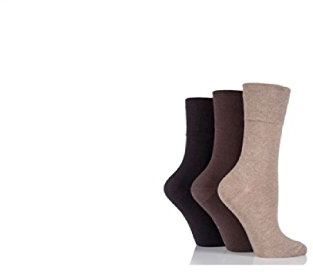 3 Pairs Gentle Grip Ladies Diabetic Socks Brown - Size 4-8 - RD39G3