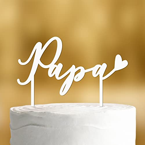Cake Topper Papa [mit Herz] - Acryl weiss - für die Vatertagstorte -Geschenke für Papa Geschenk, Geschenkideen Bester Papa Geschenke Vatertag, Happy Birthday Tortendeko Geburtstag