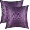 CaliTime Kissenbezüge Kissenhülle Packung mit 2 Wurfkissenbezügen Cases Vintage Damast Floral Glänzend & Matt Kontrast 45cm x 45 cm Deep Purple