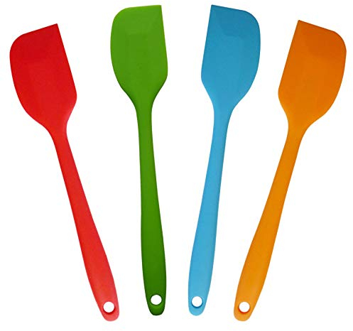 zYoung 4 Pcs Silicone Spatulas, Rubber Spatula Heat Resistant Seamless One Piece Design Flexible Scrapers Baking Mixing Tool,Small