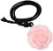 KYEYGWO Gravé Fleur Rose Collier en Pierre pour Femmes, Protection Pendentif avec Cord Réglable en Nylon, Quartz Rose