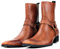 COWSDELLA =Stivali da uomo in pelle con suola in gomma Stivali da Moto da Motociclista Cowboy con cerniera Chukka Stivaletti Classico Tacco Alto &B24