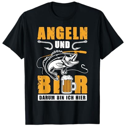 Angeln und Bier darum bin ich hier Angler Fischer Geschenk T-Shirt