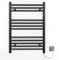 Myhomeware 600mm Wide Black Flat Electric Pre-Filled Heated Towel Rail Radiator For Bathroom Designer UK (Alyssa 600 / 700mm Electric Black)