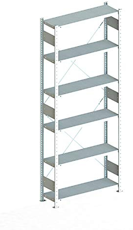 Steckregal aus Metall - Stecksystem Lagerregal 250 x 100 cm - 30 cm tief verzinkt - Fachlast 230 Kg