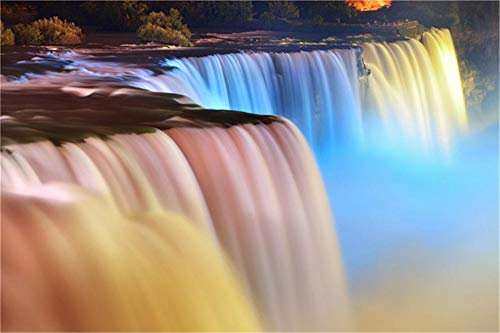 5D diy pintura diamante taladro completo kit de punto de cruz diamante kits de pintura para adultos rhinestone bordado diamante arte-(Cataratas del Niágara)-40x60cm