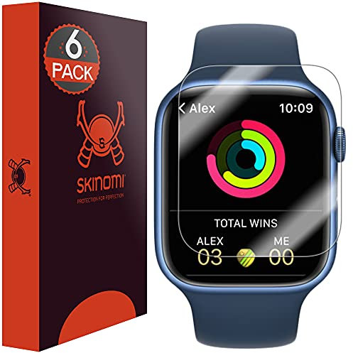 Skinomi TechSkin Displayschutzfolie kompatibel mit Apple Watch Serie 7 (41 mm) (6er-Pack), transparent, TPU, blasenfreie HD-Folie.