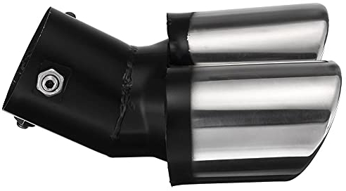 Auto Auspuff Endrohr, Auto Dual Outlets Auspuff Endrohr Gebogener Doppelauslass Auspuffblende Endschalldämpfer, Universal Auto Dekoration Chrom Auspuff Edelstahl,Silber