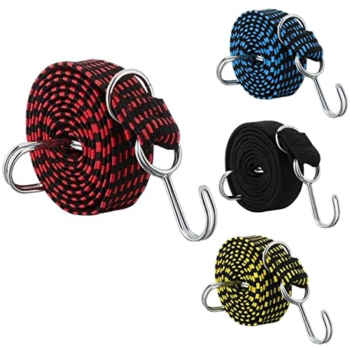 Spanngummi mit Haken 100 cm, 4 Stück Gepäckspanner mit Haken Universal, Gummi Flach Spannseile Strapazierfähig zur Ladungssicherung