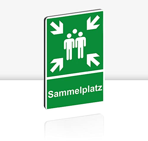 XXL Sammelplatz Schild 30 x 40 cm Alu 3mm Alu-Dibond stabile Aluminiumverbundplatte Sammelstelle Sammelpunkt mit UV-Schutz von STROBO
