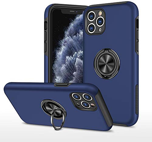 SORAKA Case for iPhone 11 Pro with Invisible Ring Holder and Metal Plate for Magnetic Car Mount,Rigid PC Cover Soft TPU bumper Military Grade Rugged Case Shockproof Protective Case Blue