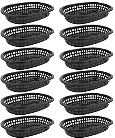 Healvian 12Pcs Paniers de Restauration Rapide,Barquette Frite, Porte Burger,Food Pankets Fries Burger Paniers de Plateau Ovale Paniers de Restauration Rapide Détenteurs de Nourriture pour La Fête