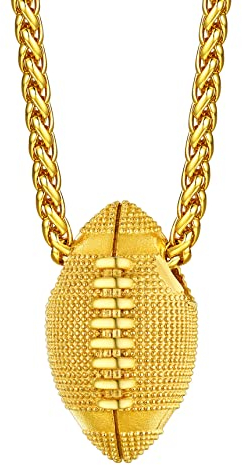 Gold Soccer Pendant 18K Gold Plated American Football Necklaces Men Rugby Ball Sport Necklace Ball Game Lover Fan Jewelry Gift Cool NFL Super Bowl Football Necklace