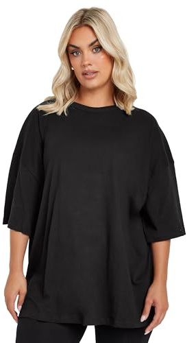 Yours Curve Essential Cotton Oversized Boxy Soft Stretch Short Sleeve Scoop Neck Tee T-Shirt - Women's - Plus Size