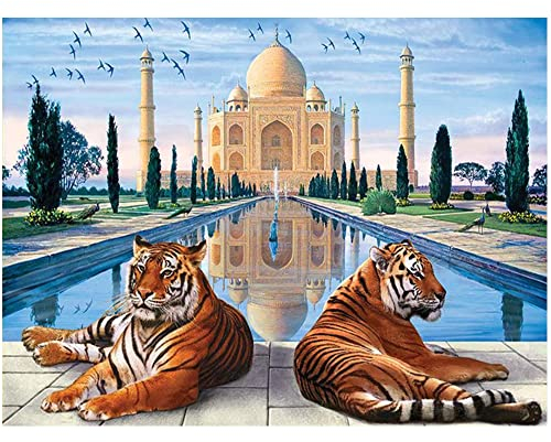 DCIDBEI Pintura de Diamante Cuadrados 50x40 cm Puzzle Diamantes Taj Mahal Pintura por Números Paisajes Adultos Cristal Cuadros de Pegatinas Punto de Cruz Diamante Painting de Tigre Animales