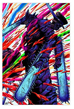 FISH DRAGATE Chainsaw Man Anime 021 Leinwand-Poster, Wandkunst, Dekoration, Bild, Gemälde für Wohnzimmer, Schlafzimmer, Dekoration, Rahmen-Stil, 30 x 45 cm