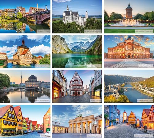 Huurdies ® - Luxus Deutschland postkarten - Postkartenset von Deutschen Städten - 10x15cm - Eine Foto- und eine Schreibseite (Deutschland)